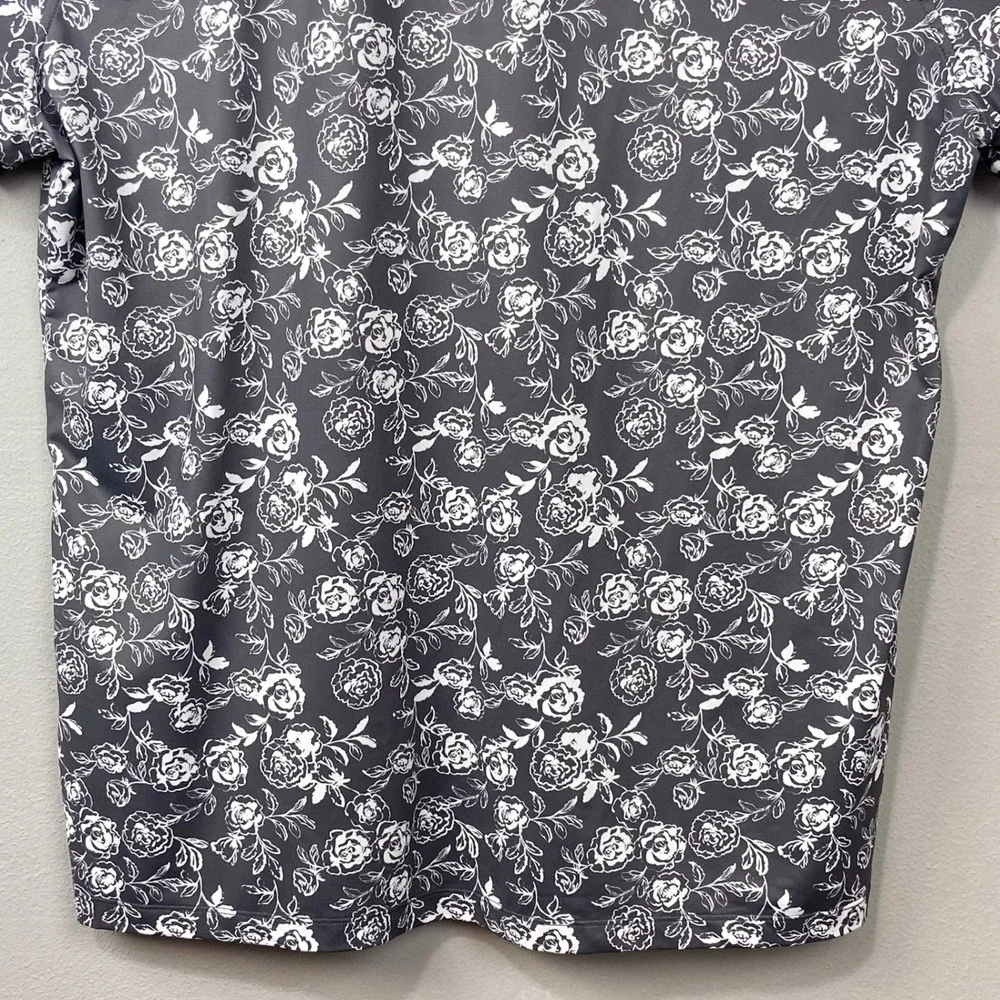 G/FORE Mens Golf Polo Shirt Sz XXL Rose Floral Texas Gray All‎ Over Print Resort